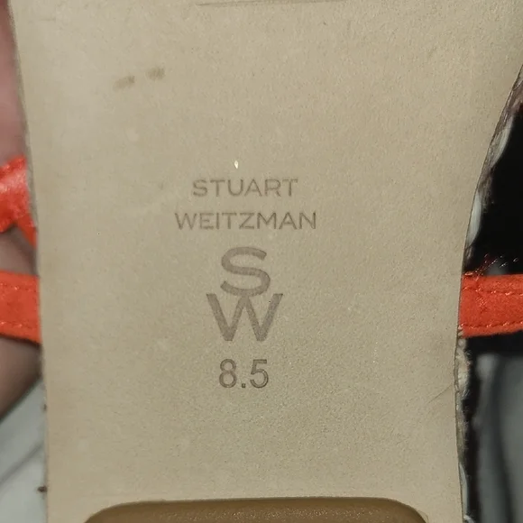 Stuart Weitzman Orange and Cream Sandals - Picture 4 of 4